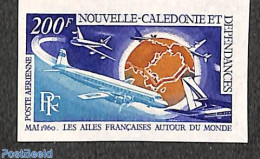 New Caledonia 1970 French Flights Around The World 1v, Imperforated, Mint NH, Transport - Aircraft & Aviation - Nuovi