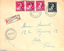 Belgium 1951 Registered Letter From Schaarbeek With -10% Overprints, Postal History - Cartas & Documentos
