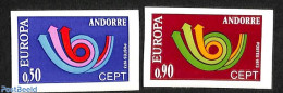 Andorra, French Post 1973 Europa 2v, Imperforated, Mint NH, History - Europa (cept) - Unused Stamps