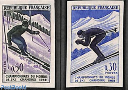 France 1962 World Ski Championship 2v, Imperforated, Mint NH, Sport - Skiing - Unused Stamps