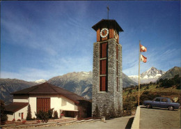 11467114 Buerchen Kirche Mit Bietschhorn Berner Alpen Flagge Buerchen - Sonstige & Ohne Zuordnung