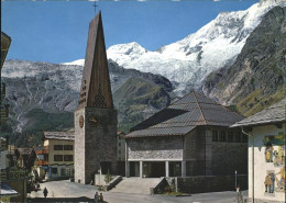 11467059 Saas-Fee Dorfpartie Kirche Alphubel Taeschhorn Gletscher Fassadenmalere - Sonstige & Ohne Zuordnung