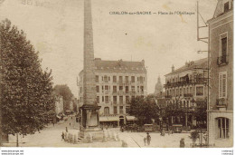 71 CHALON SUR SAONE Place De L'Obélisque Animée Marchand De Glaces Attelages PUB KUB En 1932 - Chalon Sur Saone