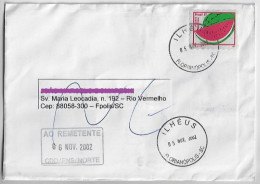 Brazil 2002 Returned To Sender Cover Shipped In Florianópolis Ilhéus Agency Stamp Fruit Watermelon - Storia Postale