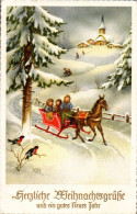 H2171 - Glückwunschkarte Weihnachten - Pferdeschlitten Pferdekutsche Winterlandschaft - Altri & Non Classificati