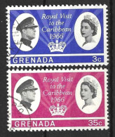 GRENADA.....QUEEN ELIZABETH II...(1952-22..)...." 1966.."....OMNIBUS.....ROYAL VISIT..., SET OF 2.....VFU.... - Grenada (...-1974)