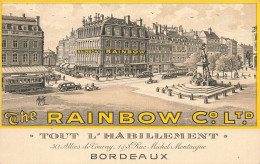 Bordeaux * The RAINBOW Co Ltd Tout L'Habillement Allées Tourny & Rue Mihcel Montaigne * CPA Publicitaire - Bordeaux