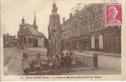 27 - SAINT ANDRE - ( Eure ) - Belle Animation Place Du Marché Et Monument Aux Morts - Other & Unclassified