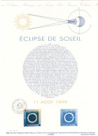 France 1999 Space, Total Eclipse Stamp On First Day Print - Europe