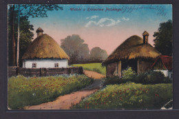 Ansichtskarte Künstlerkarte Polen Widoki Z Krolestwa Polskiego Hütten Strohdach - Pologne