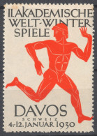 Greek Athletics 1930 International Winter University Games Universiade SWITZERLAND Davos LABEL VIGNETTE CINDERELLA - Atletiek