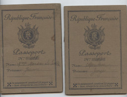 Passeport,1936, Foix, 2 Docs ,Mandrou Georges Et Mandrou Jeanne  , Domicile  à Laroque D'Olmes - Historische Dokumente