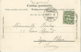 SUISSE  CARTE 5c  AMBULANT N°5 POUR LYON ( RHONE )  DE 1901 LETTRE COVER - Cartas & Documentos