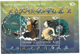 Faroe Féroé FärÖer 2004 Norden Nordic Myths Thor Hymor Michel Bl. 16 (485-86) Used Obliteré Gest. Oo Cancelled - Isole Faroer