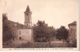 CHATEAUNEUF DE CONTES - La Place Nationale Et L'Eglise - Très Bon état - Otros & Sin Clasificación