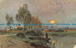 R078559 Landscape. Painting. Boat. Man. S. Hildesheimer. 1903. Postcard - World