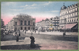 CPA Vue Colorisée - HÉRAULT - MONTPELLIER - LA PLACE DE LA COMÉDIE - Animation - Montpellier