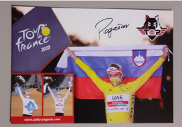 Autographe Tadej Pogacar Tour De France 2020 Format A5 - Cycling