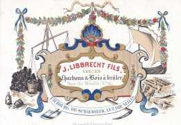 BRUXELLES  SCHAERBEEK Négociant Charbons Et Bois à Brûler LIBBRECHT J., Fils Carte Porcelaine Années 1850 - Tarjetas De Visita