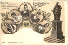 Gruss Aus Wiesbaden - Einweihung Kaiser Friedrich Denkmal 1897Litho - Wiesbaden