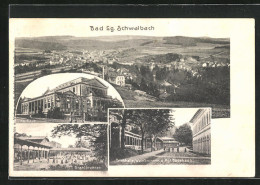 AK Bad Schwalbach, Trinkhalle, Weinbrunnen U. Kgl. Badehaus, Stahlbrunnen, Teilansicht  - Bad Schwalbach