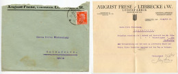 Germany 1928 Cover & Letter; Lübbecke - August Frese, Lederfabrik; 15pf. Immanuel Kant; Herford-Bassum Bahnpost Postmark - Cartas & Documentos