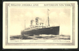 AK Passagierschiff D. D. Veendam, Linie Rotterdam - New York  - Paquebote