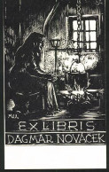 Exlibris Dagmar Novácek, Hausfrau Kocht An Offener Feuerstelle  - Bookplates