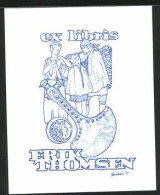 Exlibris Erik Thomsen, Mann Mit Transportkorb Auf Dem Rücken  - Ex-libris