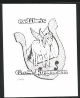 Exlibris G. & S. Jorgensen, Pegasus & Lyra  - Exlibris