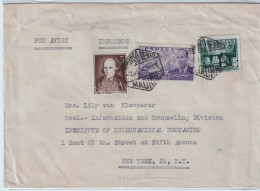 ESPAGNE / ESPANA - 1953 Ed.1038 (con Ed.947 10Pts Y Ed.1071) Sobre Carta Impresos Por Avion De Madrid A Nova York - Covers & Documents