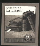 Exlibris T. Quilling, Bücher & Wappen  - Ex Libris
