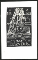 Exlibris Tad Lesznera, Offenes Buch  - Ex Libris