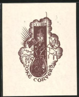 Exlibris Joke Corvers, Joker Puppe, Vogel, Schmetterling  - Bookplates