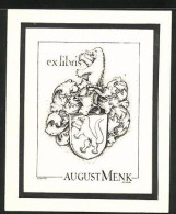 Exlibris August Menk, Wappen Mit Raubkatze, Schweden  - Ex-Libris