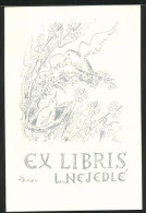 Exlibris L. Nejedle, Vögel Beim Nestbauen  - Ex Libris