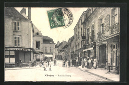 CPA Chagny, Rue Du Bourg, Menschen Auf Der Strasse  - Chagny