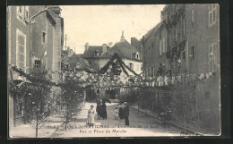 CPA St-Gencoux-le-National, Rue Et Place Du Marché  - Otros & Sin Clasificación