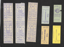 United Kingdom London Underground And Bus 10 Tickets Incl. Underground Museum Londres Tickets Metro Autocar Musée - Europe