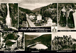 72977980 Bad Rippoldsau Schwarzwald Burgbach Wasserfall Kastelstein Felsen Glasw - Autres & Non Classés