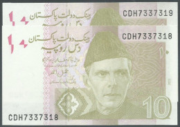 Pakistan - 2 X 10 Rupees Consecutive - 2023 - Pick: 45.r - Unc. - Serie CDH - Pakistan