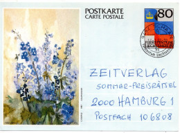 64235 - Liechtenstein - 1992 - 80Rp GAKte "Blumen" SCHAAN -> Deutschland - Briefe U. Dokumente