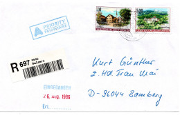 64236 - Liechtenstein - 1996 - 5,00Fr Landschaften MiF A R-Bf BALZERS -> Deutschland - Storia Postale