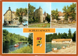 72972767 Schleusingen Rathaus Schloss Bertholdsburg Brunnen Markt Gondelteich Fr - Schleusingen