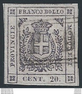 1859 Modena 20c Lilla Violaceo Scuro Cancelled Sassone N. 16b € 3750,00 - Modena