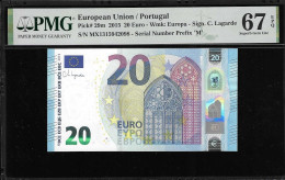 NOTA - PORTUGAL - 20 EUROS - Pick 29m - 2015  -  PMG 67 EPQ - 20 Euro