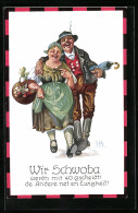 Künstler-AK Hans Boettcher: Wir Schwoba, Fröhliches Paar In Trachten  - Böttcher, Hans