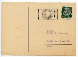 Germany 1940 Postcard; Hannover - Wirtschaftskammer Niedersachsen To Schiplage; 6pf. Hindenburg; Slogan Postmark - Cartas & Documentos