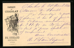 Vorläufer-AK Neuchatel, 1884, Fabrique De Chocolat Ph. Suchard, Kinder Zersägen Eine Tafel Schokolade  - Landbouw