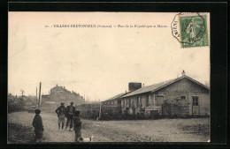 CPA Villers-Bretonneux, Rue De La République Et Mairie  - Villers Bretonneux